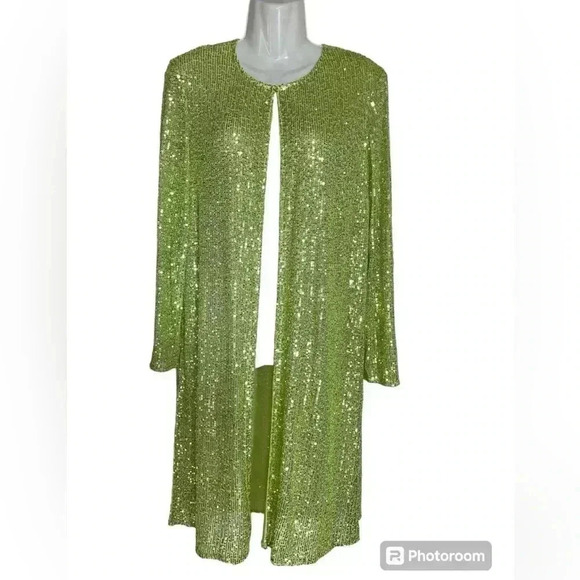 Anne  Klein Sequinned Duster side slit cardigan sz S - Picture 1 of 8